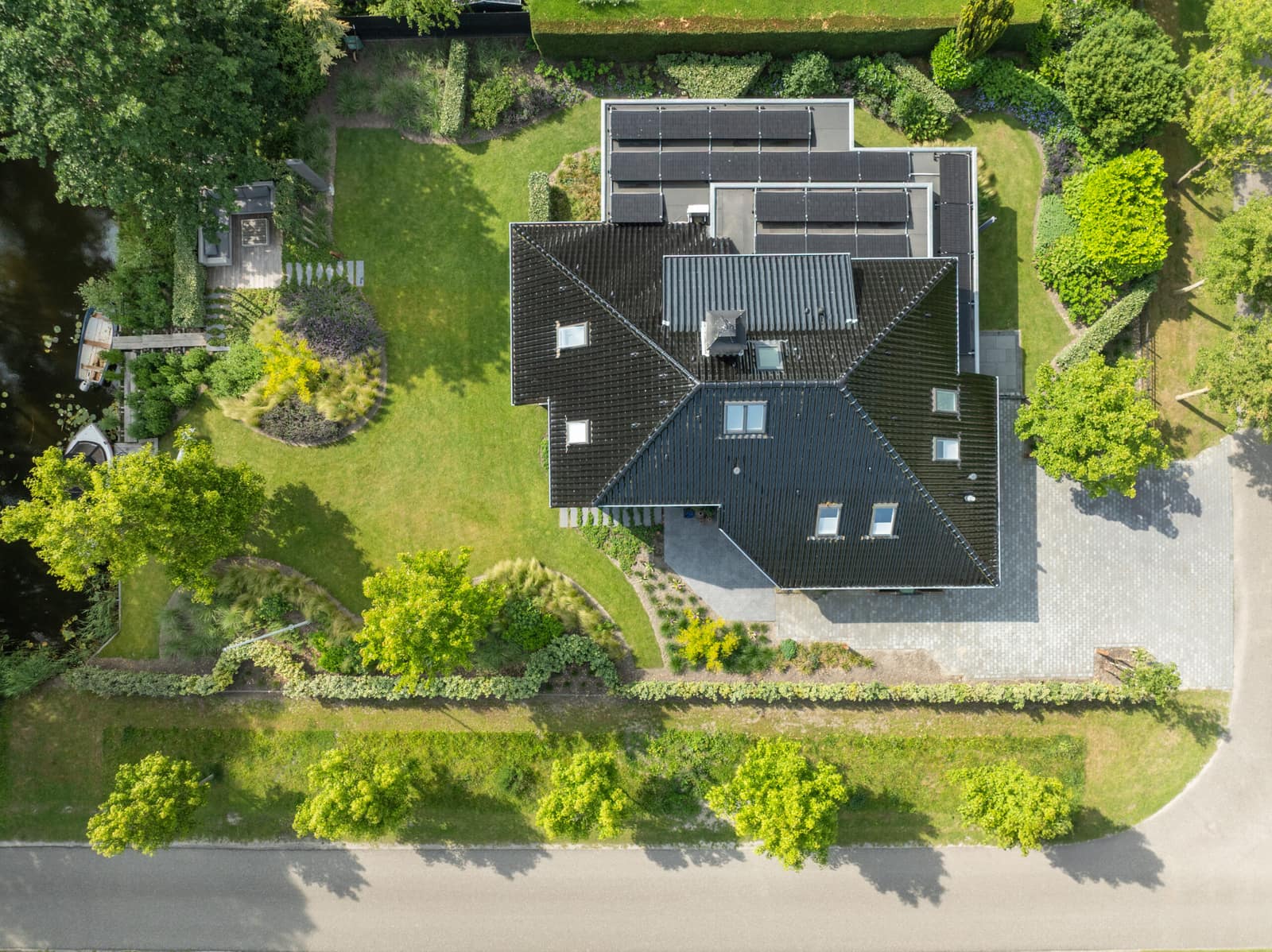 Aangelegde tuin van bovenaf gezien, als een plattegrond